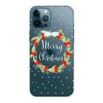 For iPhone 13 Pro Max Christmas Series Transparent TPU Protective Case (Vintage Wreath)