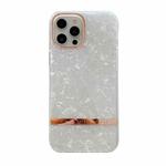 For iPhone 12 / 12 Pro Shell Texture Electroplating IMD TPU Shockproof Case(White)