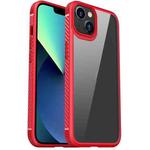 For iPhone 13 mini MG Series Carbon Fiber TPU + Clear PC Four-corner Airbag Shockproof Case (Red)