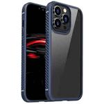 For iPhone 13 MG Series Carbon Fiber TPU + Clear PC Four-corner Airbag Shockproof Case Pro(Blue)