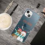 For iPhone 13 Christmas Series Transparent TPU Protective Case(Take Picture Bear Snowman)