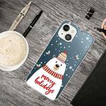 For iPhone 13 Christmas Series Transparent TPU Protective Case(Scarf White Bear)