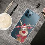 For iPhone 13 Pro Max Christmas Series Transparent TPU Protective Case (Smiley Deer)