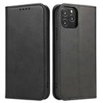 For iPhone 12 / 12 Pro Calf Texture Magnetic Horizontal Flip Leather Case with Holder & Card Slots & Wallet(Black)