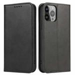 For iPhone 12 Pro Max Calf Texture Magnetic Horizontal Flip Leather Case with Holder & Card Slots & Wallet(Black)