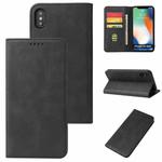 For iPhone X / XS Calf Texture Magnetic Horizontal Flip Leather Case with Holder & Card Slots & Wallet(Black)