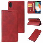 For iPhone X / XS Calf Texture Magnetic Horizontal Flip Leather Case with Holder & Card Slots & Wallet(Red)