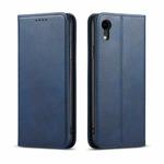 For iPhone XR Calf Texture Magnetic Horizontal Flip Leather Case with Holder & Card Slots & Wallet(Blue)