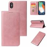Calf Texture Magnetic Horizontal Flip Leather Case with Holder & Card Slots & Wallet For iPhone XS Max(Pink)