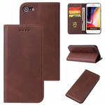 For iPhone SE 2022 / SE 2020 / 8 / 7 Calf Texture Magnetic Horizontal Flip Leather Case with Holder & Card Slots & Wallet(Brown)