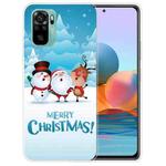 For Xiaomi Redmi Note 10 4G Christmas Series Transparent TPU Protective Case(Singing Snowman Deer)