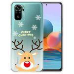For Xiaomi Redmi Note 10 4G Christmas Series Transparent TPU Protective Case(Raise Hand Deer)