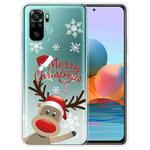 For Xiaomi Redmi Note 10 4G Christmas Series Transparent TPU Protective Case(Deer Says Hello)