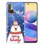 For Xiaomi Redmi Note 10 5G Christmas Series Transparent TPU Protective Case(Hat White Bear)