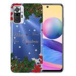 For Xiaomi Redmi Note 10 Pro 4G Christmas Series Transparent TPU Protective Case(Safflower Leaves)