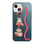 For iPhone 13 mini Christmas Series Transparent TPU Protective Case (Red Belt Bird)