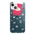 For iPhone 13 Christmas Series Transparent TPU Protective Case(Hang Snowman)
