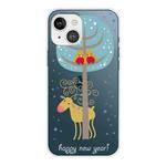 Christmas Series Transparent TPU Protective Case For iPhone 13(Lovers and Deer)
