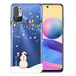 For Xiaomi Redmi Note 10 5G Christmas Series Transparent TPU Protective Case(Milk Tea Snowman)