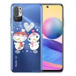 For Xiaomi Redmi Note 10 5G Christmas Series Transparent TPU Protective Case(Couple Snowman)