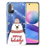For Xiaomi Redmi Note 10 5G Christmas Series Transparent TPU Protective Case(Scarf White Bear)