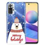 For Xiaomi Redmi Note 10 Pro 4G Christmas Series Transparent TPU Protective Case(Scarf White Bear)