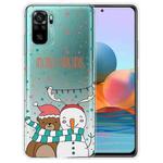 For Xiaomi Redmi Note 10 4G Christmas Series Transparent TPU Protective Case(Take Picture Bear Snowman)