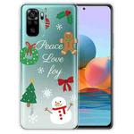 For Xiaomi Redmi Note 10 4G Christmas Series Transparent TPU Protective Case(Simple Snowman)