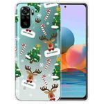 For Xiaomi Redmi Note 10 4G Christmas Series Transparent TPU Protective Case(Cane Deer)