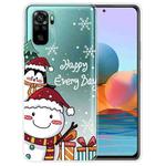 For Xiaomi Redmi Note 10 4G Christmas Series Transparent TPU Protective Case(Cute Penguin Snowman)