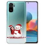 For Xiaomi Redmi Note 10 4G Christmas Series Transparent TPU Protective Case(Girl Snowman)