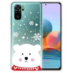 For Xiaomi Redmi Note 10 4G Christmas Series Transparent TPU Protective Case(Chubby White Bear)