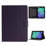For iPad mini 6 Pure Color Horizontal Flip Leather Tablet Case with Card Slots & Holder & Sleep / Wake-up Function(Purple)