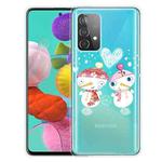 For Samsung Galaxy A32 Christmas Series Transparent TPU Protective Case(Couple Snowman)