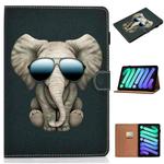 For iPad mini 6 Pure Color Painting Horizontal Flip Leather Tablet Case with Card Slots & Holder & Lanyard & Sleep / Wake-up Function(Elephant)