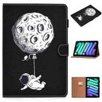 For iPad mini 6 Pure Color Painting Horizontal Flip Leather Tablet Case with Card Slots & Holder & Lanyard & Sleep / Wake-up Function(Spaceman)