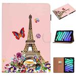 For iPad mini 6 Pure Color Painting Horizontal Flip Leather Tablet Case with Card Slots & Holder & Lanyard & Sleep / Wake-up Function(Iron Tower)