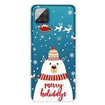 For Samsung Galaxy A12 5G Christmas Series Transparent TPU Protective Case(Hat White Bear)