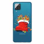For Samsung Galaxy A12 5G Christmas Series Transparent TPU Protective Case(Christmas Big Shoes)