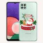For Samsung Galaxy A22 5G Christmas Series Transparent TPU Protective Case(Gift Box Old Man)