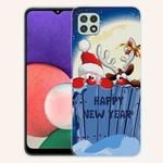 For Samsung Galaxy A22 5G Christmas Series Transparent TPU Protective Case(Wall-climbing Snowman)