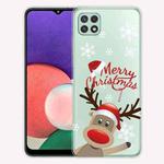 For Samsung Galaxy A22 5G Christmas Series Transparent TPU Protective Case(Deer Says Hello)