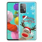 For Samsung Galaxy A52 5G / 4G Christmas Series Transparent TPU Protective Case(Deer Says Hello)