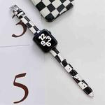 Slimming Checkerboard Leather Watch Band For Apple Watch Series 7 45mm/6&SE&5&4 44mm/3&2&1 42mm(Black)