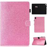 For Huawei MediaPad M6 10.8 Varnish Glitter Powder Horizontal Flip Leather Case with Holder & Card Slot(Pink)