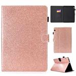For Huawei MediaPad T3 10.0 Varnish Glitter Powder Horizontal Flip Leather Case with Holder & Card Slot(Rose Gold)