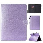 For iPad Pro 9.7 Varnish Glitter Powder Horizontal Flip Leather Case with Holder & Card Slot(Purple)