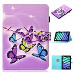 For iPad mini 6 Coloured Drawing Horizontal Flip Leather Tablet Case with Holder & Card Slot & Sleep / Wake-up Function(Butterflies)