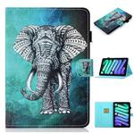 For iPad mini 6 Coloured Drawing Horizontal Flip Leather Tablet Case with Holder & Card Slot & Sleep / Wake-up Function(Elephant)