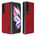 For Samsung Galaxy Z Fold3 5G LC.IMEEKE Shock-resistant Plain Leather All-inclusive Protective Case(Red)